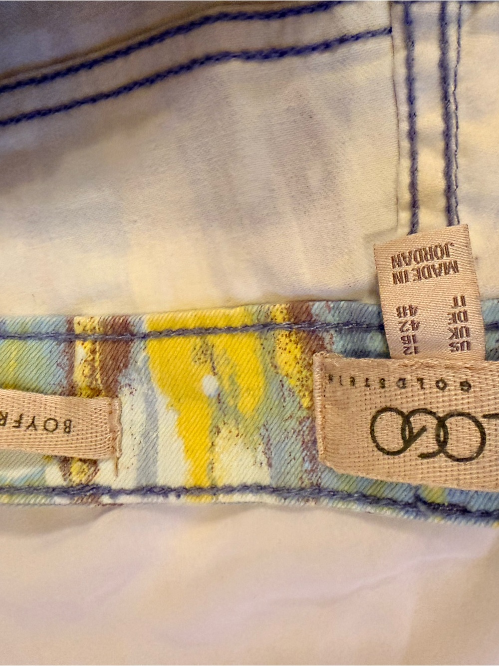 Women’s Multicolor Painted Stripe Capri Jeans - Picture 9 of 9